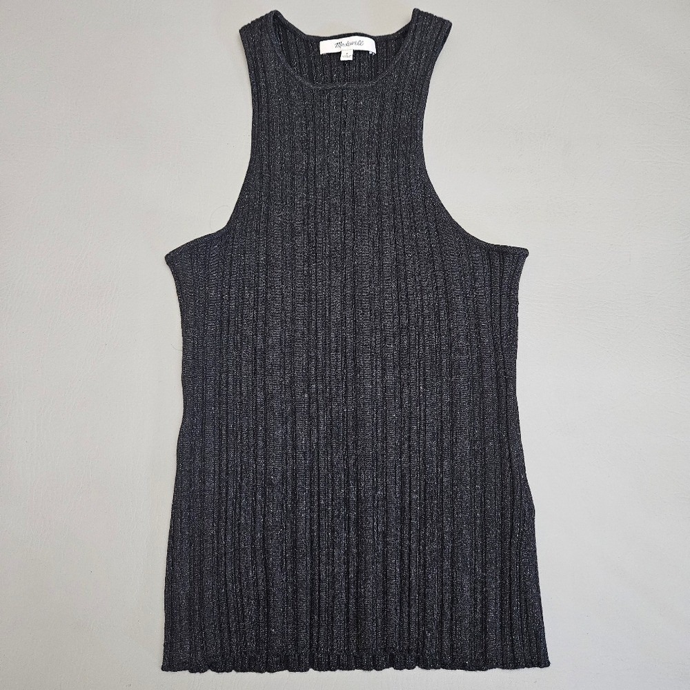 Madewell Ribbed Metallic Black Tank Top